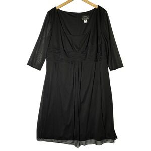 Alex Evenings Black Chiffon Ruched Cocktail Party Dress‎ Womens Size 18W Plus